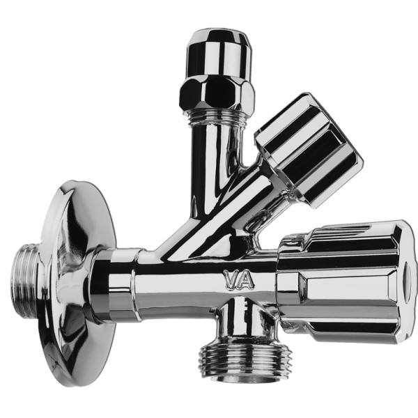 Tvöfaldur tengikrani 1/2" króm