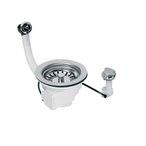 Lyftitappasett í stálvask króm