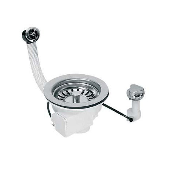 Lyftitappasett í stálvask króm