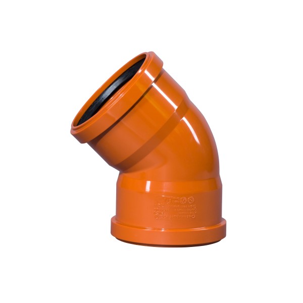 Beygja 110mm 45° tveggja hringja PVC