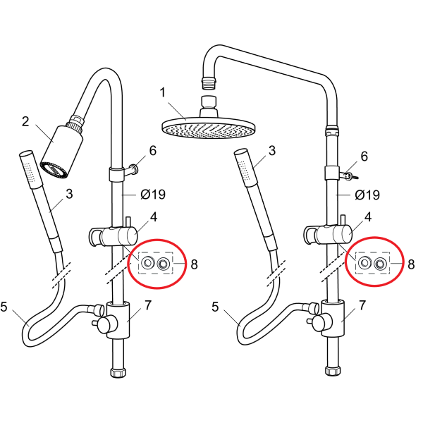 Mora INXX pakkningasett í handsturtufestingu