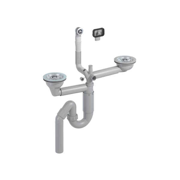 PREVEX P-LOC botnventlasett f.tvöfaldan vask 40mm