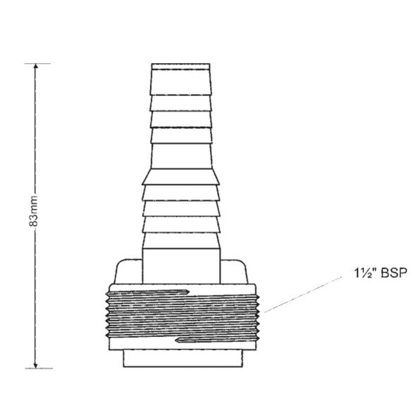 Stútur f/þvottavélalás 1 1/2"