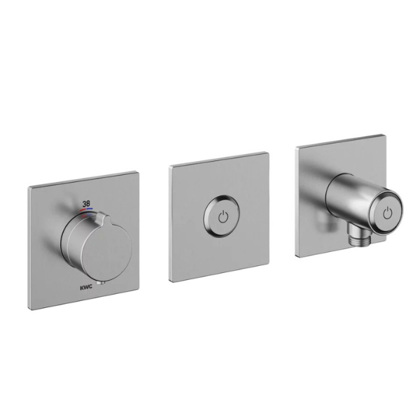 KWC HOMEBOX frontur m.hitastýringu 2-way, Burstað Stál