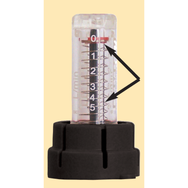 Flæðiglas f. KaMo kistur 0-5l/min