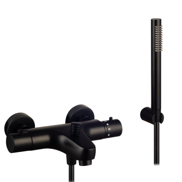 Demm Hitastýrt baðtæki m.handsturtu Matt Svart