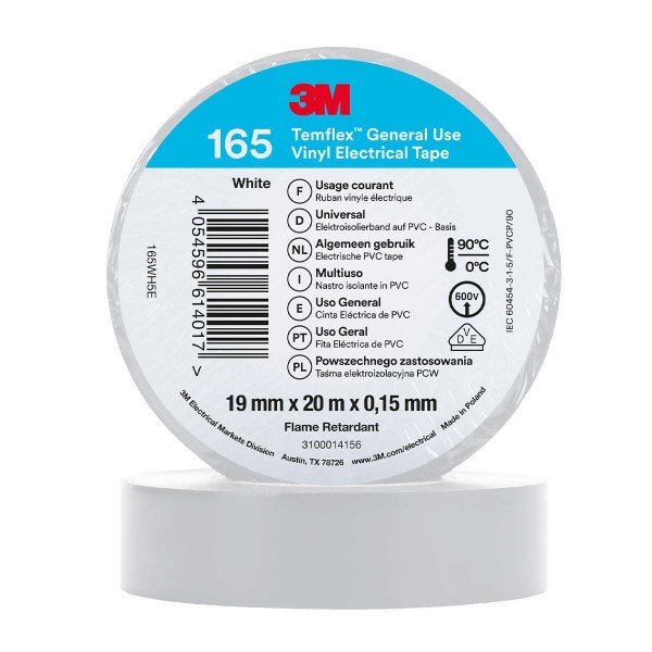 Einangrunarlímband Hvítt 19mm x 20M