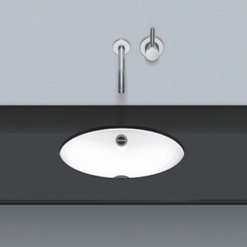 Stálhandlaug hvít UB.O425 undirlímd