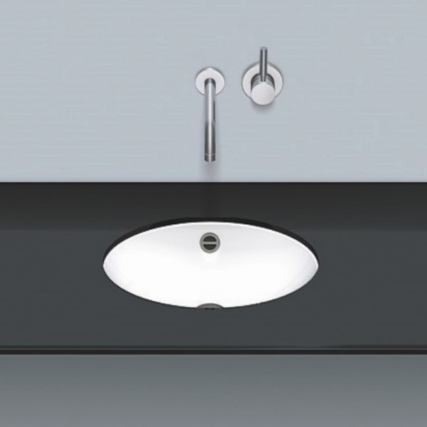 Stálhandlaug hvít UB.O425 undirlímd