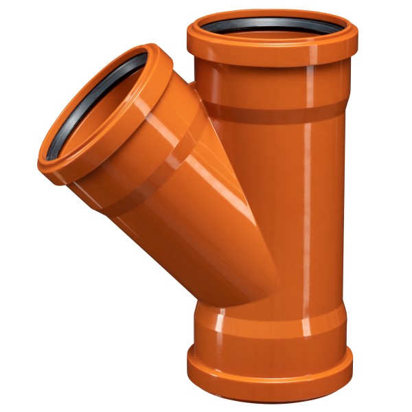 Grein 110/110 45° þriggja hringja PVC