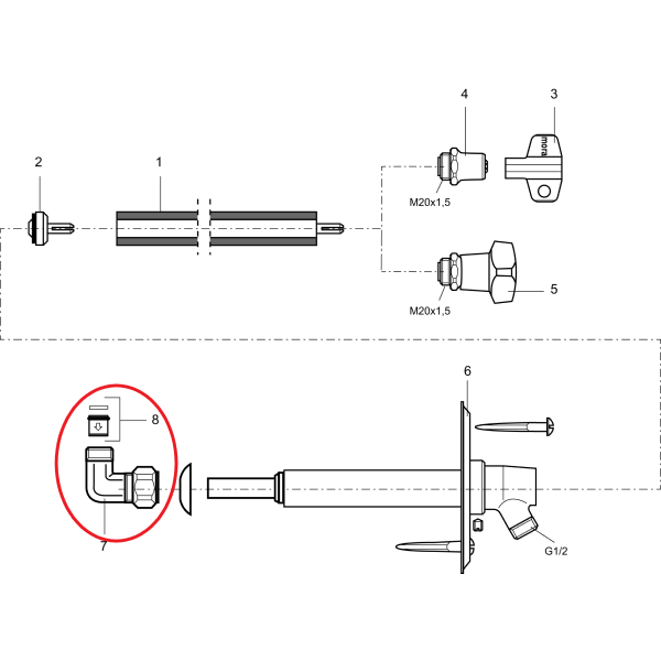 Hné tengi fyrir garðkrana